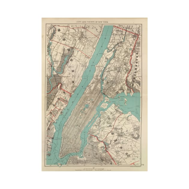 Vintage Map of New York City (1890) by Bravuramedia