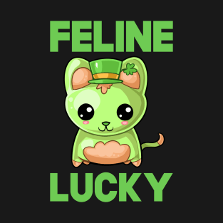 St Patricks Day Feline Lucky Kawaii Cute Cat T-Shirt