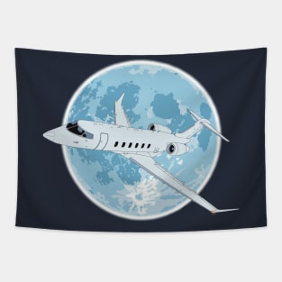 Bombardier Challenger 350 Jet Full Moon Tapestry