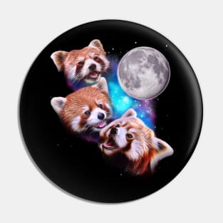 Three Red Pandas Howl at the Moon Pin