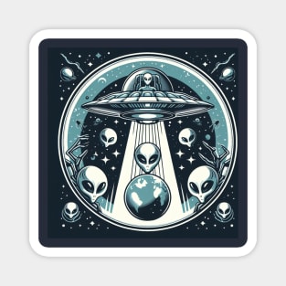 Grey Aliens in a UFO Magnet