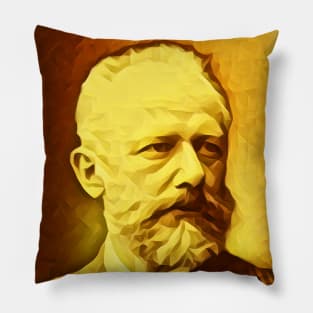 Pyotr Ilyich Tchaikovsky Golden Portrait | Pyotr Ilyich Tchaikovsky Artwork 8 Pillow