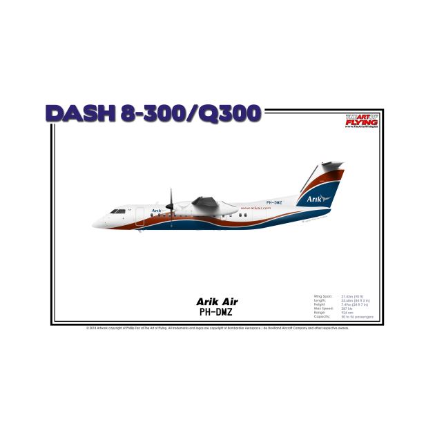 DeHavilland Canada Dash 8-300/Q300 - Arik Air (Art Print) by TheArtofFlying