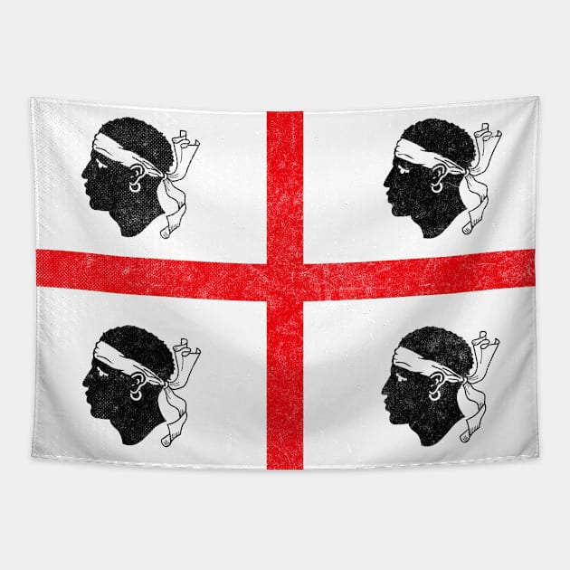 Sardinia Flag / Retro Look Faded Design Tapestry by DankFutura