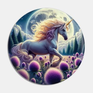 Unicorn and thistles Pin