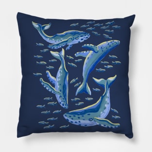 Gouache Humpback Whales Pillow