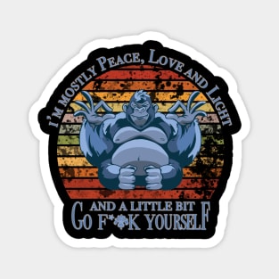 I'm Mostly Peace Love And Light - Yoga Retro Vintage Magnet