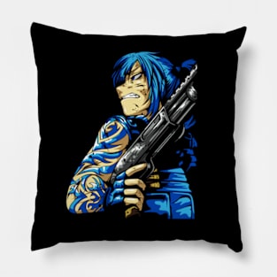 blue hairs mafia Pillow