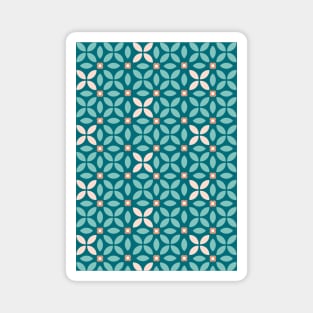 Retro Floral Geometric Pattern Teal, Peach, Burnt Orange Magnet