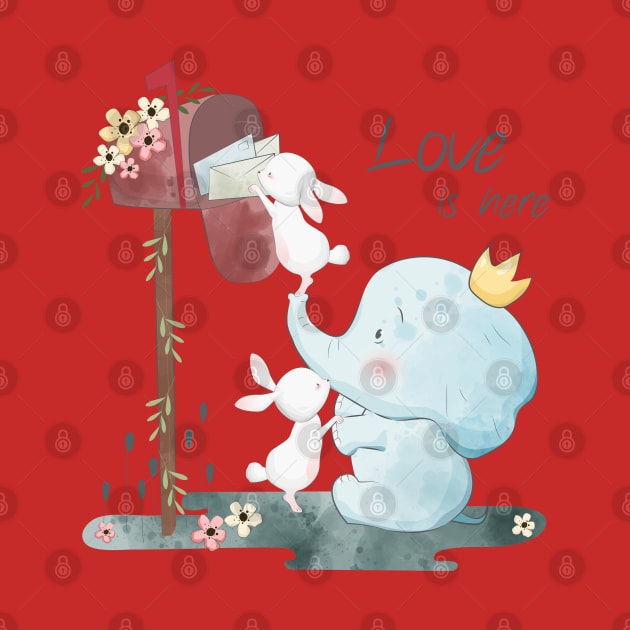 little bunny elephant love is here by Mako Design 