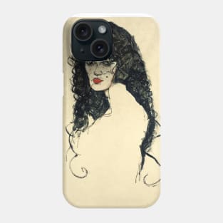 Portrait of a Woman with Black Hair (1914) by Egon Schiele Phone Case