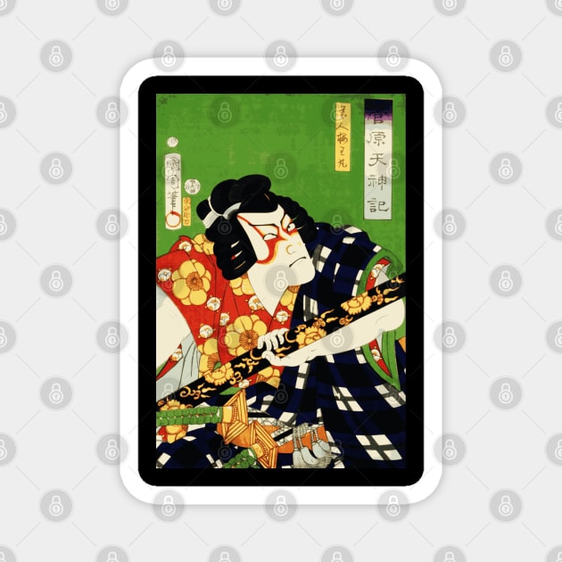 Kabuki Actor As Samurai Warrior With Katana Sword #7 Magnet by RCDBerlin