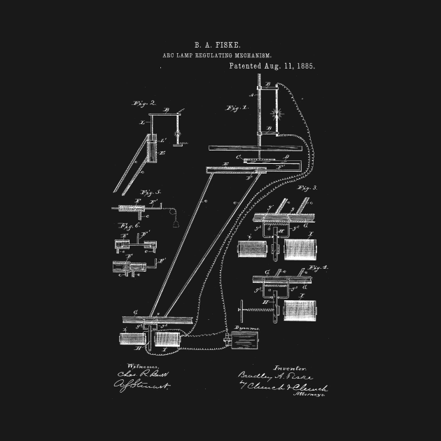 Arc Lamp Regulating Mechanism Vintage Patent Hand Drawing by TheYoungDesigns