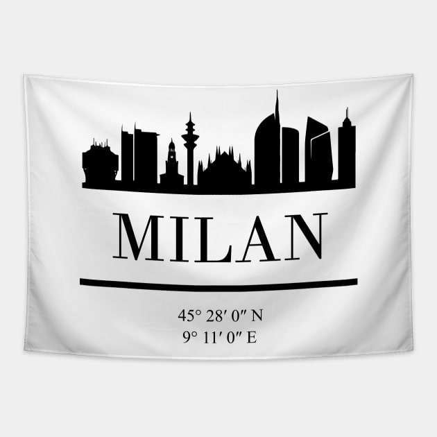 MILAN ITALY BLACK SILHOUETTE SKYLINE ART Tapestry by deificusArt