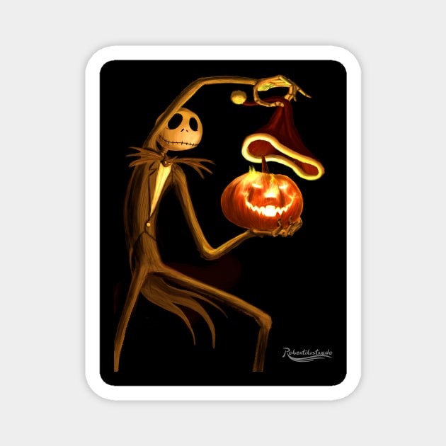 Christmas or Halloween Jack Skellington? Magnet by Robertilustrado