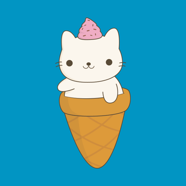 Kawaii Ice Cream Cat Cone T-Shirt by happinessinatee