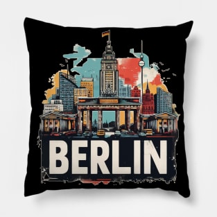 Berlin Pop Art Travel Vintage Pillow