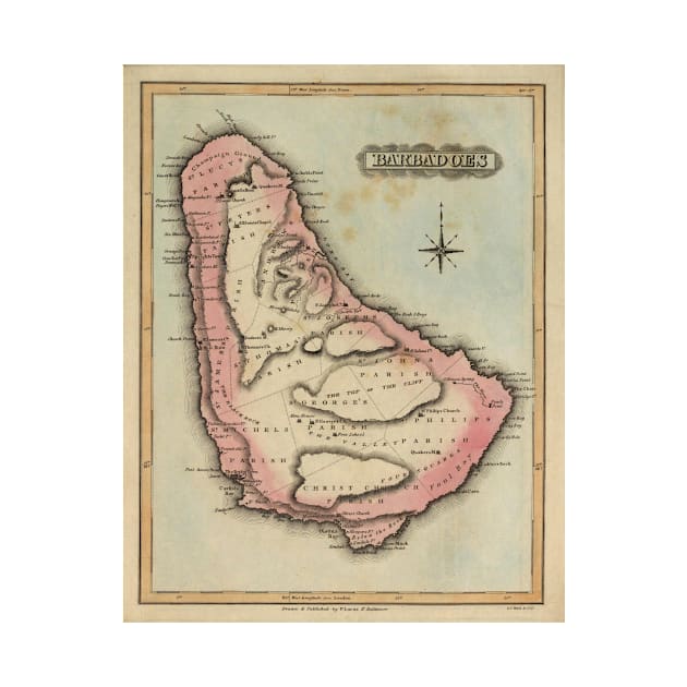 Vintage Map of Barbados (1823) by Bravuramedia