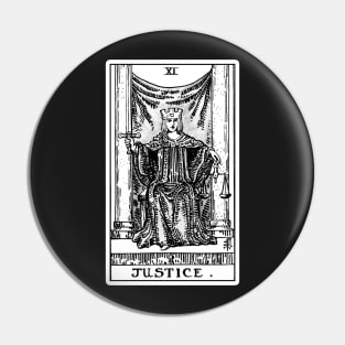 XI. Justice Tarot Card | Black and white Pin