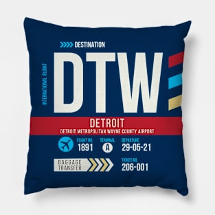 Detroit (DTW) Airport Code Baggage Tag Pillow