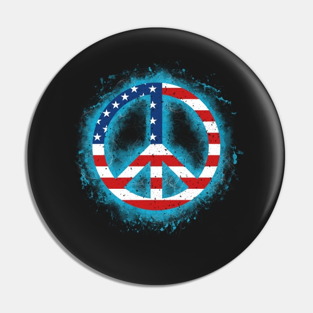 Patriotic Usa Flag Peace Sign Pin by foxycated