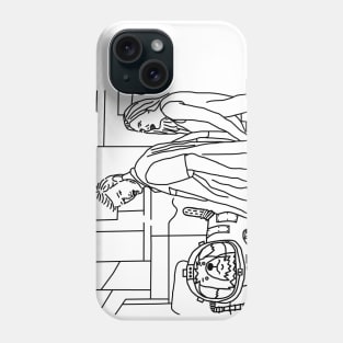 Space Dog and Distracted Boyfriend Meme Line Drawing Phone Case