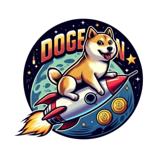 Dogecoin To The Moon Rocket T-Shirt