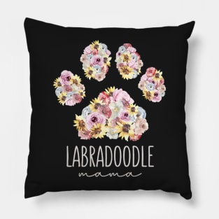 Labradoodle Mama Floral Paw Dog Mom Pillow