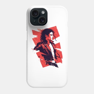 Pop King in a Leather Jacket - Red Backdrop - Pop Music Phone Case