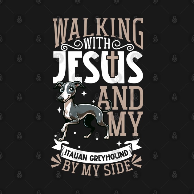 Jesus and dog - Italian Greyhound by Modern Medieval Design