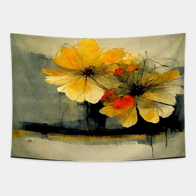 Silvester flowers in aquarella Tapestry by AmazinfArt