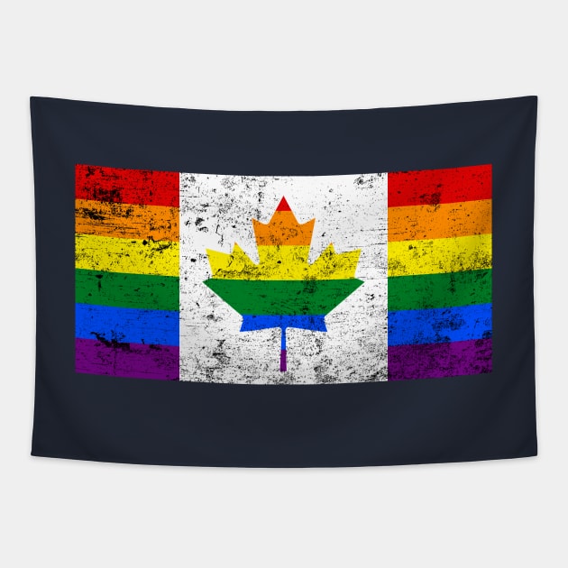 Canadian LGBTQ Pride Grunge Flag Tapestry by popkulturniy