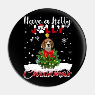 Have A Holly Jolly Christmas Beagle Dog Xmas Tree Pin