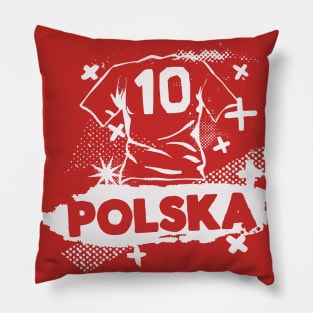 Vintage Polish Football // Retro Grunge Poland Soccer Pillow