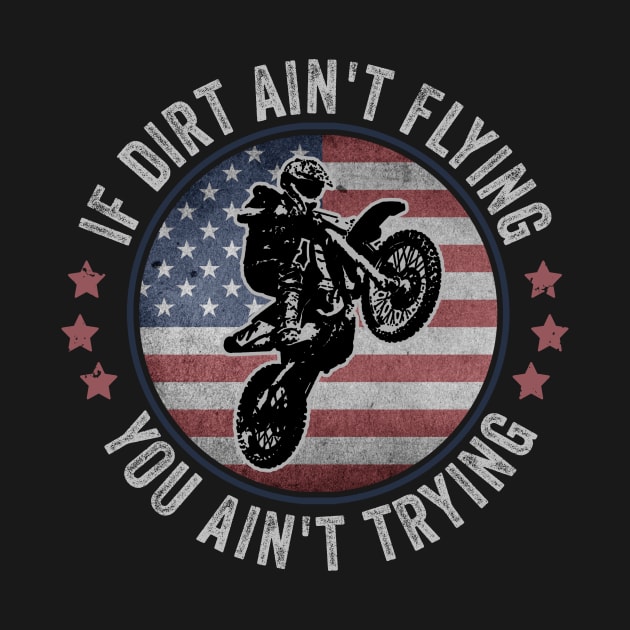 Dirt Biking USA Dirt Bike Rider Motocross American Flag by Visual Vibes