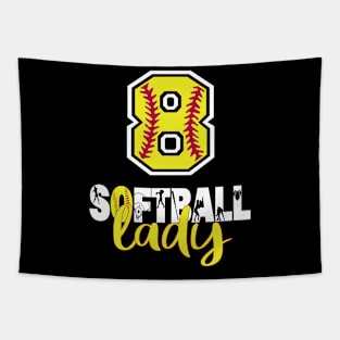 8th Birthday Softball Lady Girl 8 Years Old Softball Lover graphic Tapestry