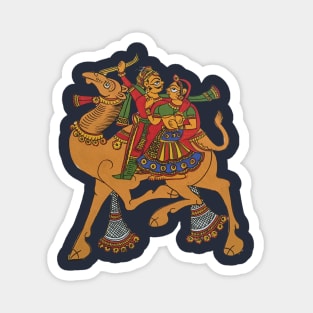 Summer Camel art print in indian folk art style ( Phad art ) Magnet