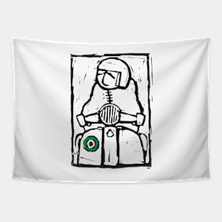 Classic Retro, Vintage,  Scooter, Scooterist, Scootering, Scooter Rider, Mod Art Tapestry