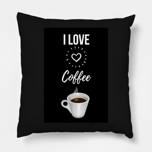 I Love Coffee Pillow by PinkPandaPress