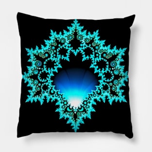 Blue Fractal Art Pillow