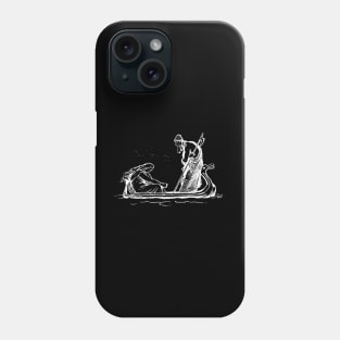 Odin Sailing In An Oselvar Viking Boat Through Fensalir Phone Case