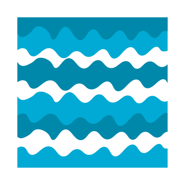 Blue and white horizontal waves pattern by Baobabprintstore