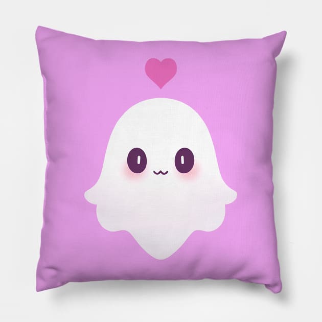 Cute ghost with heart Pillow by Chromatic Currents