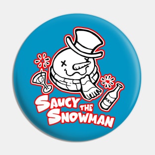 Saucy The Snowman - Frosty Humor - Red Outlined Version Pin