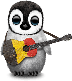 Baby Penguin Playing Belgian Flag Guitar Magnet