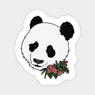 Cute Panda Bear Face Floral Magnet