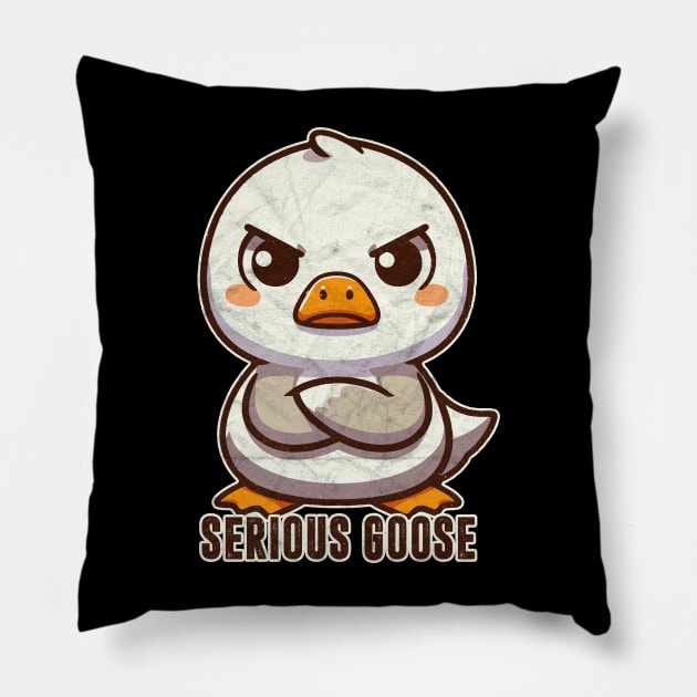 Serious Goose Pillow by karutees