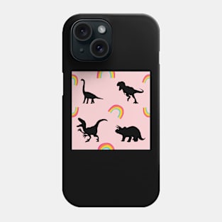 Cute Pink Dinosaurs and Rainbows Phone Case