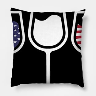 Wine Glass Us Flags 4th Of July T-shirt Pillow