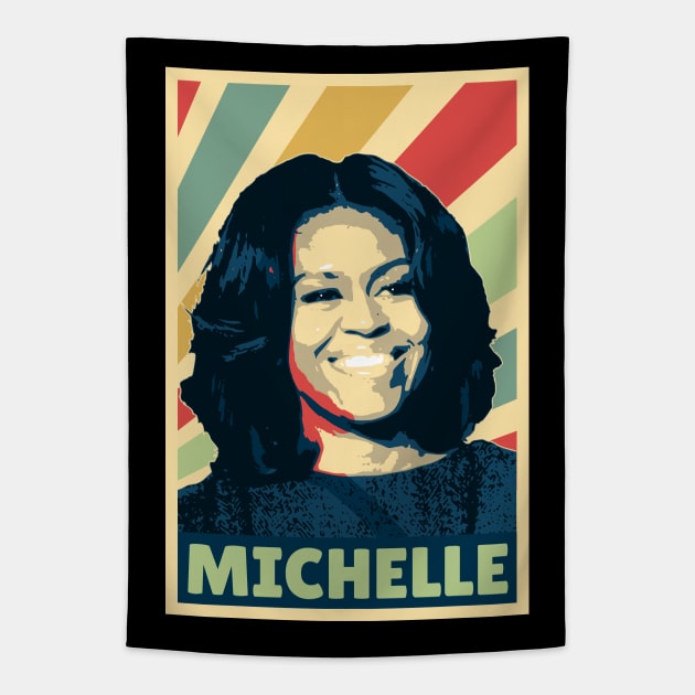 Michelle Obama Vintage Colors Tapestry by Nerd_art